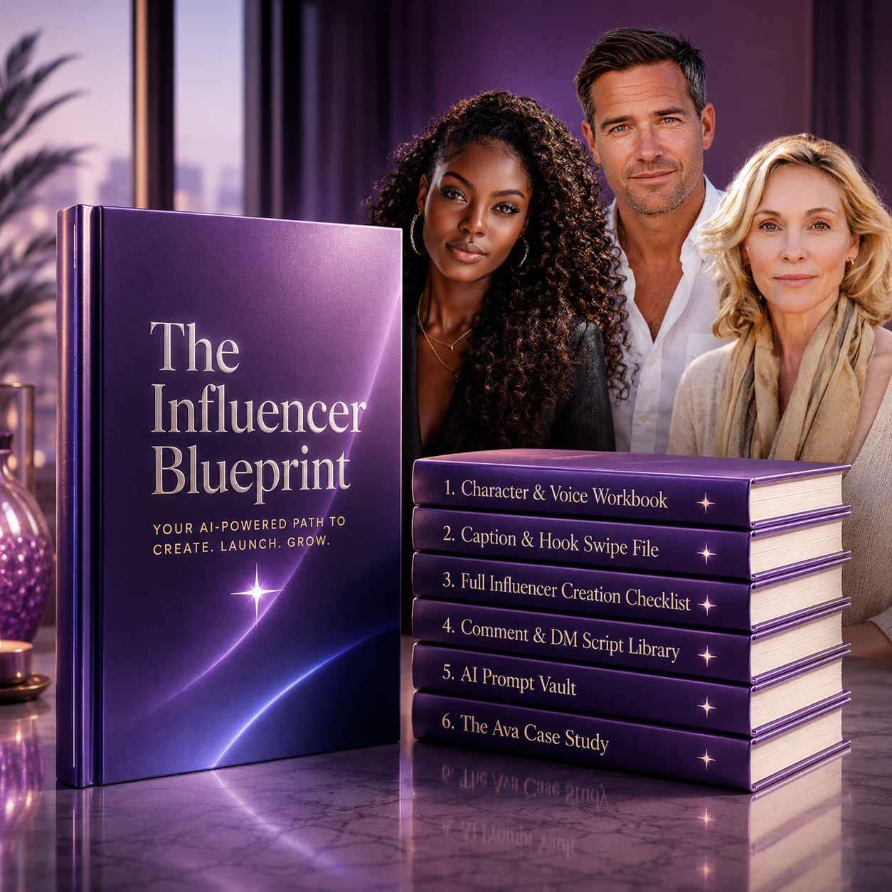 The Influencer Blueprint book and six bonus companion guides